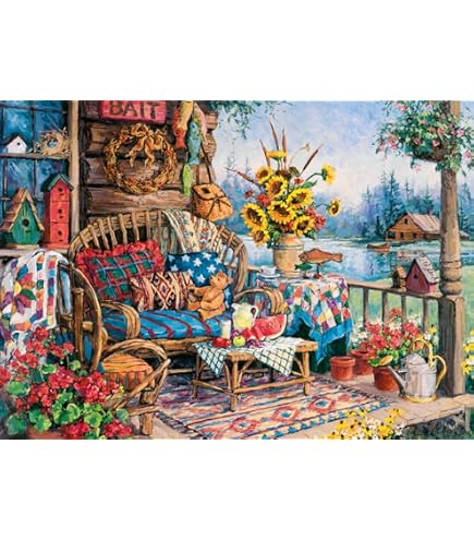 Puzzle Country Hideaway 1000 Piezas - Paisaje Acogedor Junto Al Lago, Material Sostenible, 70x50 Cm