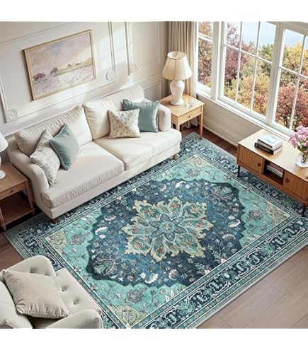 IKEA NÖVLING Rug, Low Pile, 128x195 cm, Dark Blue/Yellow-Brown