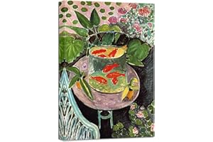 Wieco Art Henri Matisse Kunstdruck auf Leinwand, Motiv: Goldfisch von Henri Matisse, ästhetisch, abstrakt, Leinwanddrucke für Wanddekoration und Heimbüro-Dekorationen