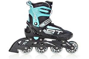 Raven - Roller en Ligne Crystal du 38 au 42 Adulte Enfant Mixte Taille Ajustable Blanc/Menthe Raven