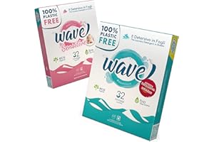 WAVE WASH'N'LOVE Wave Washing Family Box - Il Detersivo in Fogli - 100% PLASTIC FREE - 64 lavaggi - Made in Italy - Classic & Sensitive - Ecologico - Biodegradabile - Compostabile