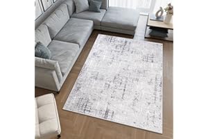 TAPISO Sky Tappeto Salotto Moderno Soggiorno Sala Camera da Letto Design Astratto Vintage Geometrico Look Usato Sfumato Tonalità Bianco Crema Grigio Pelo Corto 200 x 300 cm