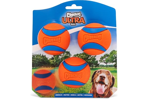 ChuckIt! Ultra Ball - Jouet en Caoutchouc pour Chien - Ultra rebondissante, Durable et Flottante - Compatible avec Les lanceurs - Lot de 3 (M)