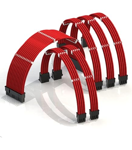 EZDIY-FAB - Kit Rallonges Câbles Alimentation PC - 24PIN, 3x 8PIN Vers 6+2PIN, 2x 8PIN Vers 4+4PIN - 30 Cm, Tressé Nylon Blanc - Avec Peignes