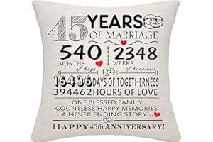 BOMMEX 45 Years of Marriage Gift 45th Wedding Anniversary Cushion Cover Keepsake Decoration Gift for Couples Parents Women Men Mum Dad Husband Wife Grandma Grandad Aunt Uncle Friends (45 YEARS)