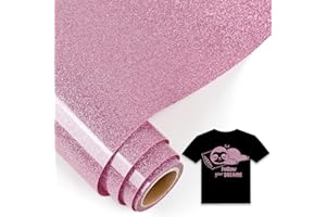 IModeur 5 Ft vinile termoadesivo Glitter rosa - 30,5 x 153 cm vinile termoadesivo per tessuti, vestiti, berretti, pantaloni, termovinile vinile per Cricut Maker, Silhouette Cameo