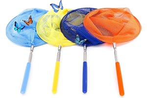 HONGXIN-SHOP Filet à Papillon, Enfants Extensible Filet de Pêche Papillon Bug Insect Net Jardin Coloré Filet de Papillon avec Poignée Antidérapant Parfait pour Attraper Les Insectes Petits Poissons 4 Packs