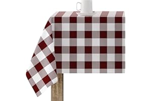 BL BELUM BELUM | Mantel resinado Antimanchas Cuadros Granate, Mantel Cuadros Vichy tamaño; 250x140 cm, Mantel Antimanchas NO Hule, Mantel Vichy Granate, Mantel Tejido 100% algodón orgánico