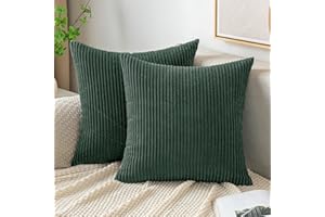 EMEMA Poszewka na poduszkę, sztruksowa, dekoracyjna, miękka, ozdobna poszewka na poduszkę, sztruksowa, na sofę, fotel, do domu, sypialni, ciemnozielona