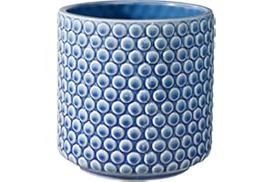 Bloomingville Ceramic Flower Pot Dot - colorful Planter, Pot for plants, sukkulents Size M (15,5 cm ø) Dia 6'' H 6'', Stoneware, blue