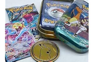 The Toy Box - Pokemon Mini Tin Bundle - 50 Assorted Pokemon Cards, x1 Sealed Booster Pack, x1 Ultra Rare Card & Game Coin
