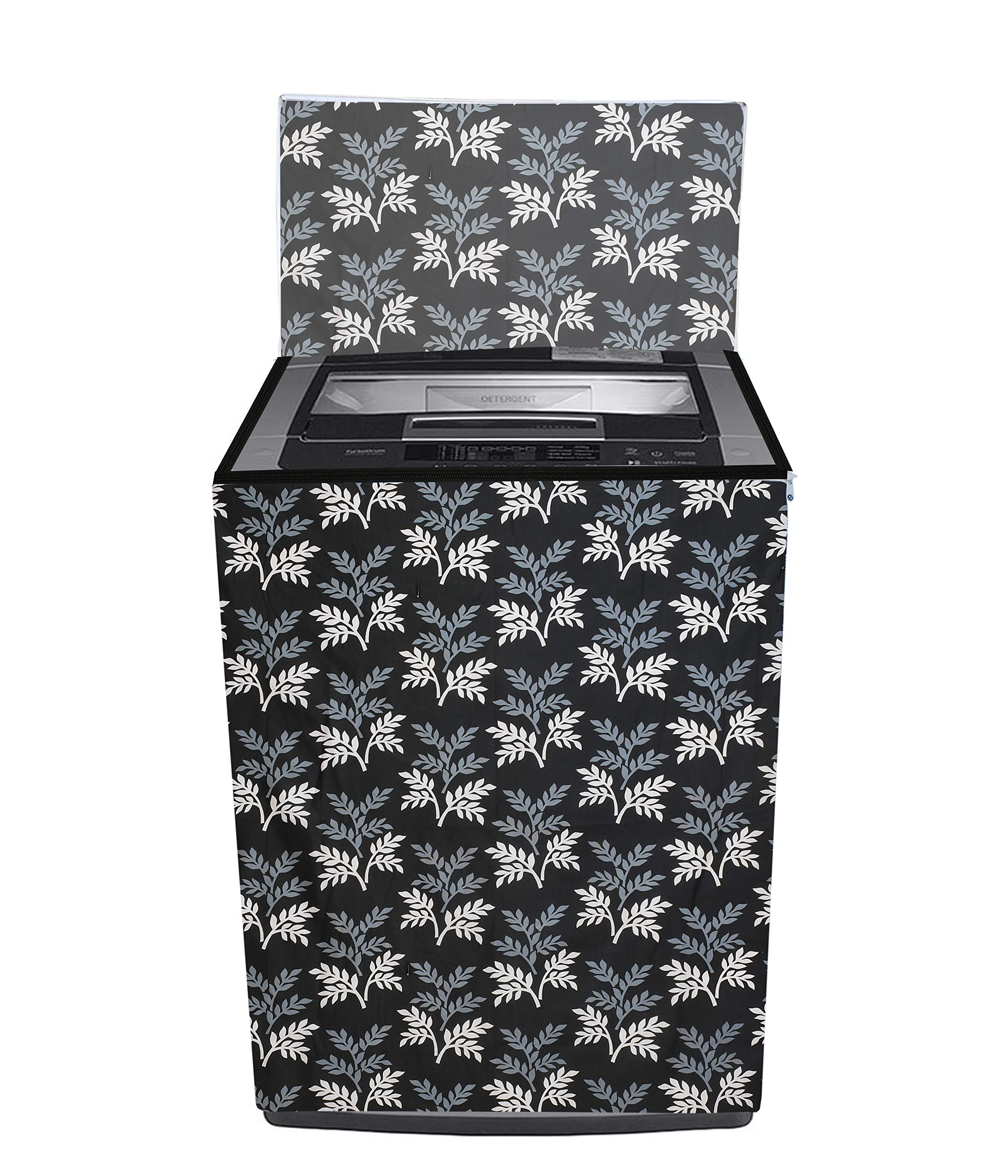 Yellow Weaves Polyester Top Loading Fully Automatc Washing Machine Cover For 6 Kg, 6.5 Kg,7Kg, 7.5 Kg(Black Grey)