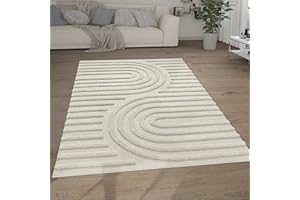 ‎PACO HOME Paco Home Dywan Shaggy Z D逝gim W這siem Dywan Do Salonu Wygl康 3D Styl Etno Boho Vintage Mi瘯ki, Rozmiar:160x220 cm, Kolor:Krem 7