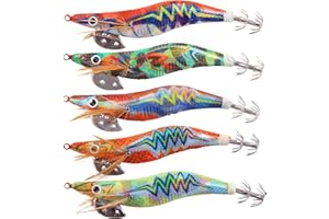 OROOTL Squid Jig Saltwater Glow Squid Lures, 5/10pcs Luminous Shrimp Lures Fluorescent Squid Jigs Prawn Cuttlefish Sleeve Octopus Jigs Fishing Lures