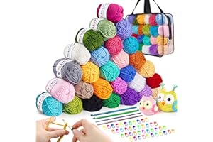AOTWAN Crochet Yarn Knitting Wool 28Colors x 25g Acrylic Yarn Crochet Wool with Aluminum Crochet Hooks Stitch Markers Yarn for Crochet Kits for Beginners Adults Wool for Crochet Knitting and Crafts