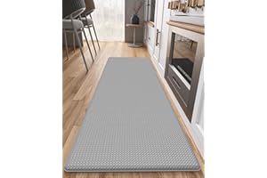 COLOR&GEOMETRY Color G Alfombra Cocina 44 x 240 cm, Reboteable Cuero Alfombra Cocina Lavable Antideslizante, Confortable Impermeable Alfombras para Cocina, Salón, Oficina (Gris)