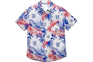 FOCO ENGLAND FA FOOTBALL WORLD CUP EUROPEAN 1982 KIT FLORAL SUMMER SHORT SLEEVE DINNER SHIRT - LARGE