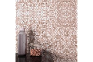 BeNice Fliesenaufkleber Bad Selbstklebende Fliesen,Mosaikfliesen Küche Kleine Fliesen Metall(10STÜCKE Braun)