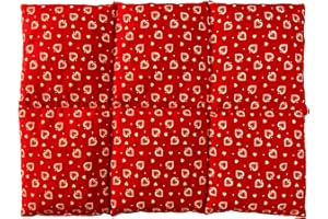 GIRAFFENLAND Cojín térmico para la espalda (calor y frio) - Saco térmico de semillas (40x30cm rojo con corazones con 6 compartimientos, huesos de cerezas)
