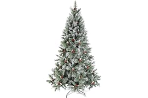 WeRChristmas Scandinavian Blue Spruce Christmas Tree Includes Pine Cones and Berries with Easy Build Hinged Branches, Green, 5 feet