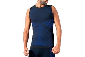 Risalti MęSka Koszulka Termoaktywna Bez RęKawóW Energy - RozciąGliwa I OddychająCa Termoaktywna Bielizna Sportowa, Koszulka Termoaktywna Z KróTkim RęKawem, Kamizelka Bezszwowa - Made In Italy