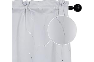 GIRASOLE HOME® Coppia Tende Oscuranti Termiche Morbide Motivo Intreccio Argentato Tenda Isolante per Soggiorno Camera e Interni 2 Pannelli con Tasca (70x235cm, Bianco Ghiaccio)