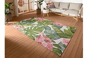 HANSE Home Tapis d'intérieur et d'extérieur Tropical - Tissage Plat - Design Palmier Floral - Certifié Öko-Tex - Résistant aux intempéries et aux UV - pour Balcon, terrasse, Jardin, Salon -