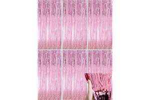 MingFontec 6 stycken Lametta gardiner 1 m x 2 m, glittergardiner Lametta, glitter festgardiner, foliefransar bakgrund för fes