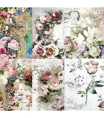 Papier De Riz Bouquet Rouge 29,21x40,64cm - 8 Images Pour Découpage, Scrapbooking, Meubles Et Travaux Manuels