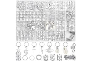Lucomb 259 Stück Haarschmuck Set - Silberschmuck, Manschetten, Clips, Charms, Zopfringe, Dreadlocks und Haarschmuck für Damen