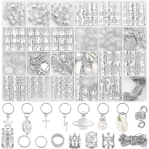 Haarschmuck-Clips Mit Strass – 20 Stück, Silberfarben, Für Zöpfe & Dreadlocks, Nicht Durchbohrende Manschetten