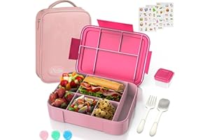 iNeibo Brotdose Kinder mit Fächern Lunchbox Kinder Brotdose mit Fächern Bento Box Kinder mit Soßenbox, Lunchtasche und Stickers Brotbox Jausenbox Snackbox Vesperbox Vesperdose Kinder für Schule