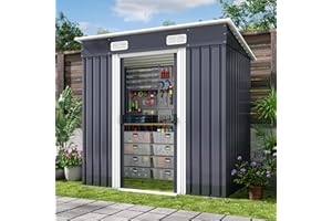 Xbro Capanno per Attrezzi in Metallo 2.11m², Casetta da Giardino da Esterno con Tetto Spiovente e Porta Scorrevole, Casetta per Attrezzi con Serratura e Guanti, 183x109x182 cm