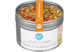 ‎ZAUBER DES TEES Zauber des Tees Rooibos Tee Weinbergpfirsich Bio – Roibusch Tee mit fruchtigem Pfirsich-Geschmack, 65 g