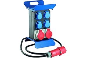 as - Schwabe Tragbarer Stromverteiler STECKY 1 - CEE Stecker 400V/16A/5polig - 4x Schuko und 2x CEE Steckdosen 16A – Mobiler Adapter – Verteiler für Innen & Außen – IP44 – Made in Germany, 60504