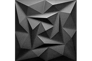 Eurodeco 3D Wandpaneele - 3D Wandverkleidung Paneele - Dekoren Deckenpaneele - Wanddeko Platten - Wandtattoos aus Polystyrol XPS Styropor - 50 x 50 cm, 3 mm Stärke, Schwarz Quarz, 12 Stück (3m²)