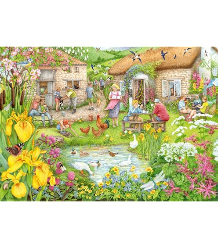 Puzzle Cobble Hill 1000 Pezzi - Uccelli Della Stagione, 67,6x48,9 Cm, Con Poster Incluso, Taglio Casuale, Ecologico