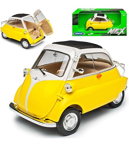 Modellino Auto Welly BMW Isetta Rossa – Scala 1/34 – Die Cast Con Porte Apribili – 11 Cm - 2