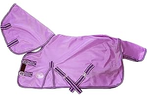 Cwell Equine NEW MINI/SHETLAND/PONY FLY RUG SOFT MESH ATTACHED NECK COVER PURPLE/LILLAC 3'6-4'9" (3'9")