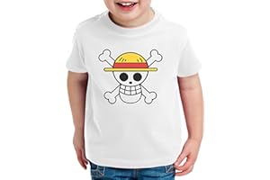WHYKIKI Logo Pirate T-Shirt pour Enfants Ruffy Zoro One Nami Lysop Piece Portgas D.