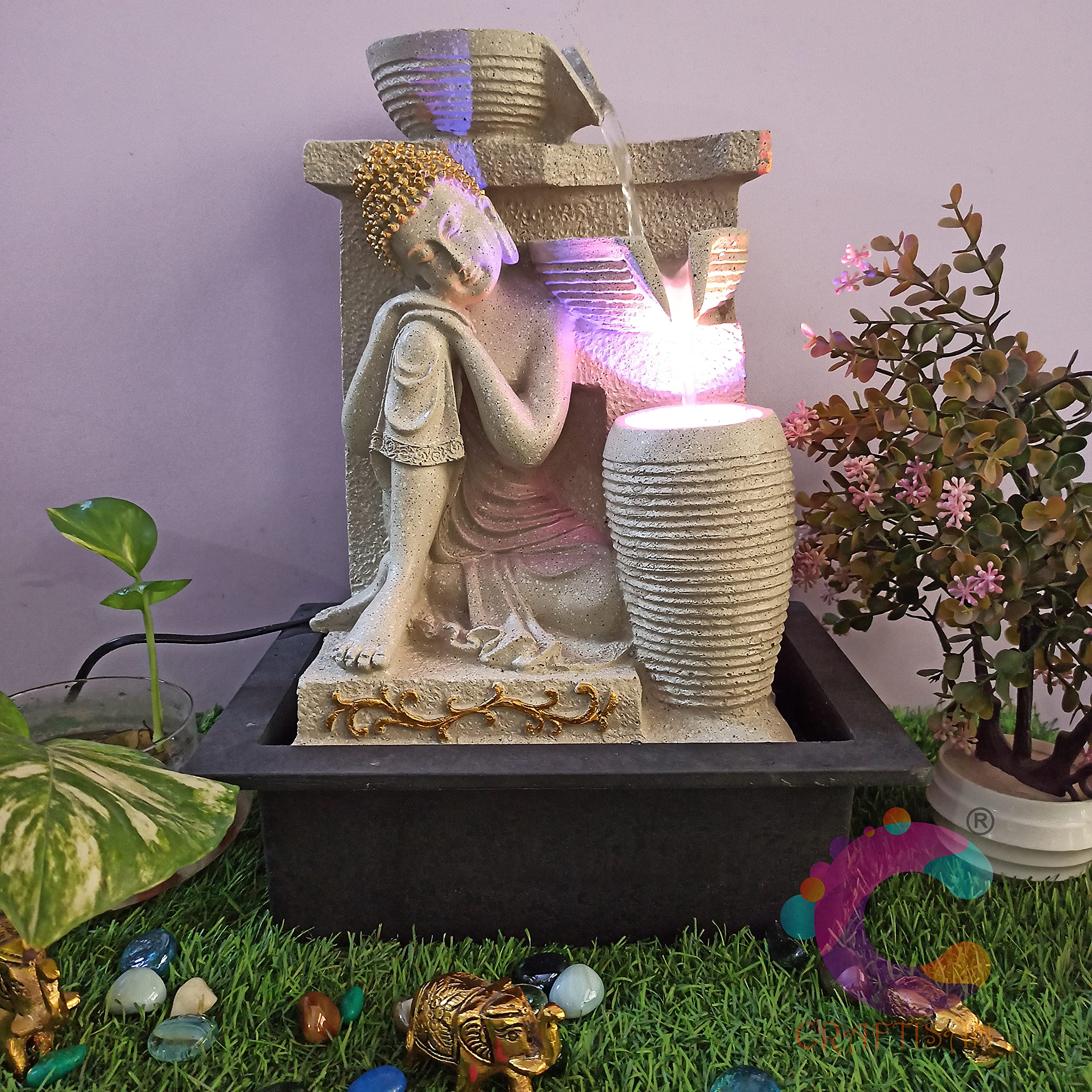 Craftisan™ Decorative Water Fountain for Home Décor, Office, Indoor & Outdoor, Garden, Puja Room, Vaastu, Reception, Spa, Gif
