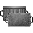 MGKKT Cast Iron Griddle Plate 13 x 8 inch | Reversible Cast Iron Grill/Griddle Pan | Double Sided Stove Top Griddle On Single Burner | Pre-Seasoned Small Cast Iron Griddle 1 Piece