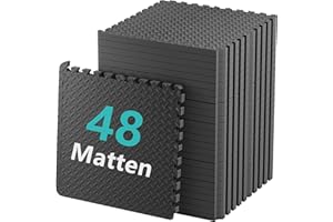 JIGERJS [48 PCS] Foam Mats,30X30cm Interlocking Floor Mats,Gym Floor Mats,Foam Exercise Mats,Interlocking Puzzle Eva Floor Tiles,Non Slip Rubber Cushion For Home Workout,Bonus Adhesives,12"X12"