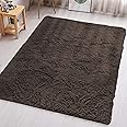 Aspire Homeware Rugs Living Room - Brown Area Rugs 60x110cm for Bedroom Anti Slip - Modern Super Soft Thick Pile Fluffy Shaggy Rug Non Shedding