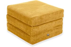Gilda Adult Z Bed Futon Mattress Chair Footstool Morphing Furniture (5KG Deluxe Foam, Mustard)