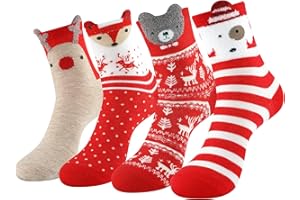 DarkCom 4 | 5 Paia di Calzini da Donna Simpatici Cartoni Animati, Gufo, Gatto, Cane, Morbidi e Traspiranti