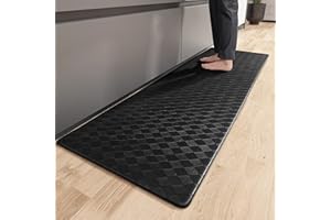 COLOR&GEOMETRY Color G Tappeto Cucina 44 x 120 cm, Anti Fatica Tappeto Cucina Antiscivolo Lavabile, Cuoio Passatoia Cucina Resistente all'olio, Impermeabile per Cucina, Soggiorno, Ufficio (Nero)