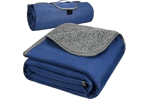 Kato Tirrinia Waterproof Picnic Blanket, Car Blanket, Foldable Camping Blanket With Sherpa Lining, Windproof, Triple Layer, Warm, Comfortable, For Outdoor, Beach, Grass, Concerts, 130 X 150cm