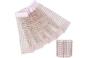 ALLBESTS Rhinestone Mesh Napkin Holders 150 Napkin Ring Buckle for Table Decorations Or Wedding Receptions(Champagne)