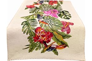 GIURI TESSUTI - RUNNER Centrotavola in tessuto Gobelin Jacquard, Realizzato a mano in Italia (RUNNER - TUCANI)